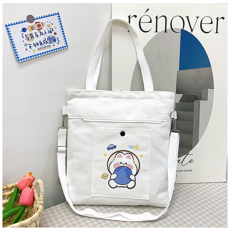 Wholesale of 2025 new cartoon casual canvas bags, large-capacity, fashionable and cute girl single-shoulder bags and tote crossbody bags undefined