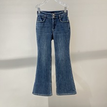 2025冬季新款女装气质百搭通勤加绒牛仔裤休闲微喇裤长裤 324025