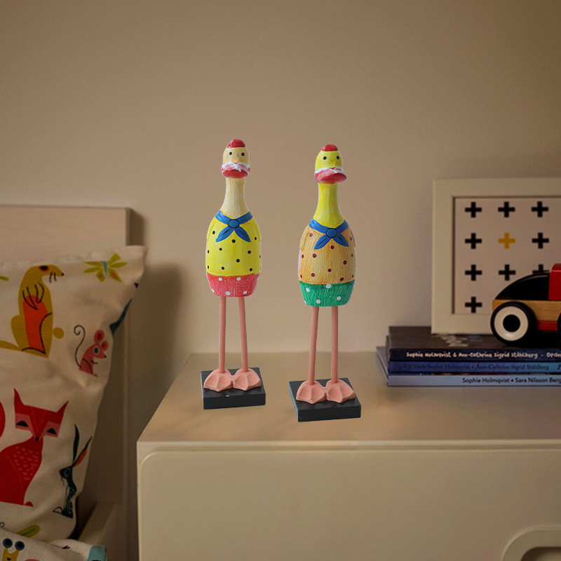 Mediterranean Duck Desktop Ornaments Ocean Style Office Children's Room Wooden Navy Duck Doll Doll Doll Love