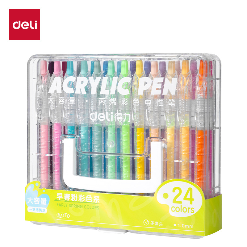 Bolígrafo de acrílico de color neutro de gran capacidad de bolígrafo manual para estudiantes de marca de color plegable