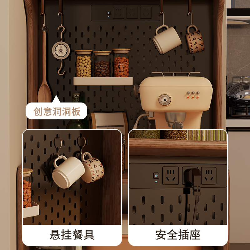 实木餐边柜咖啡小户型厨房一体靠墙储物柜家用小置物架窄型茶水柜|undefined