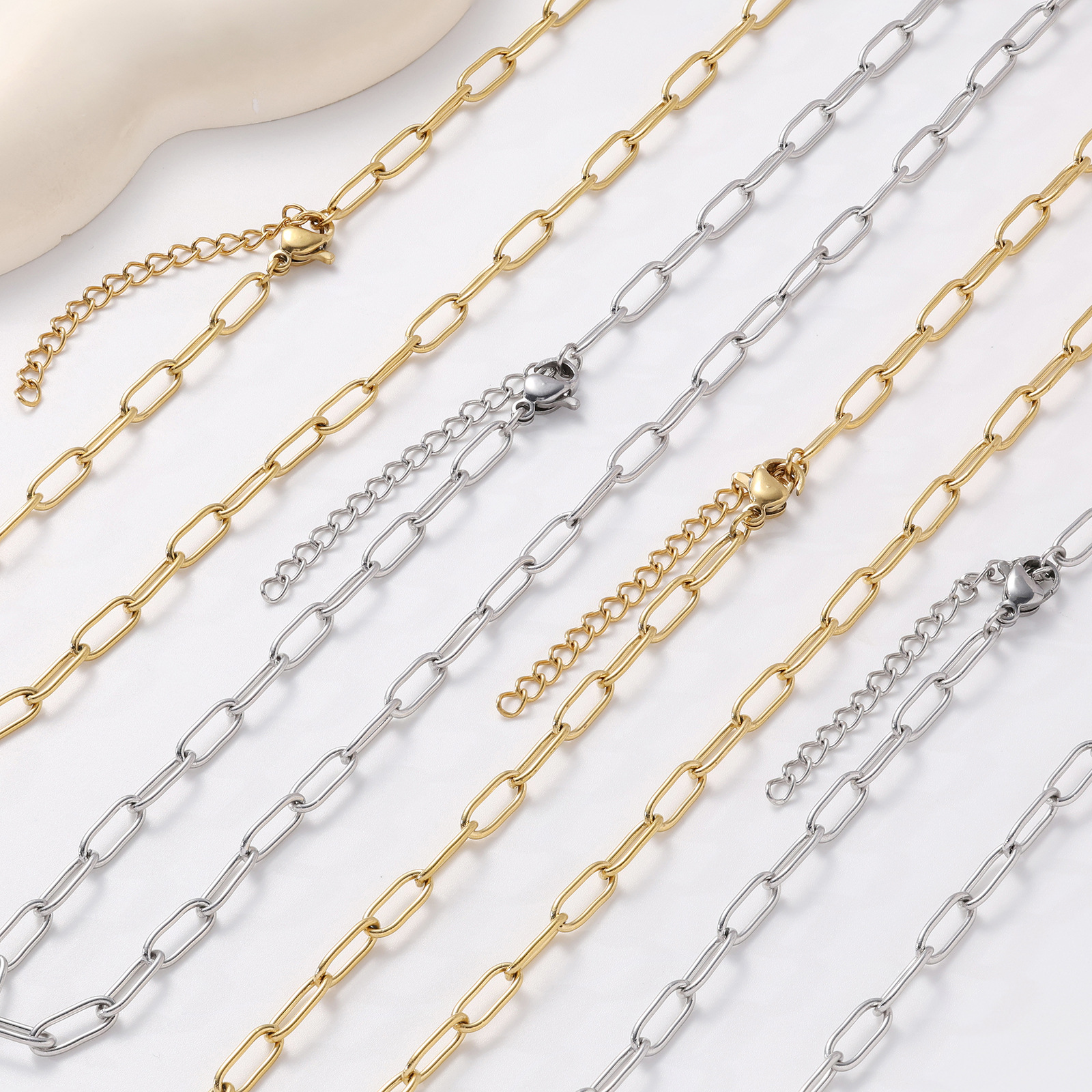10g Weight Wholesale Jewelry Basic Simple Style Geometric 304 Stainless Steel Plating Cable Chain Chain Necklace