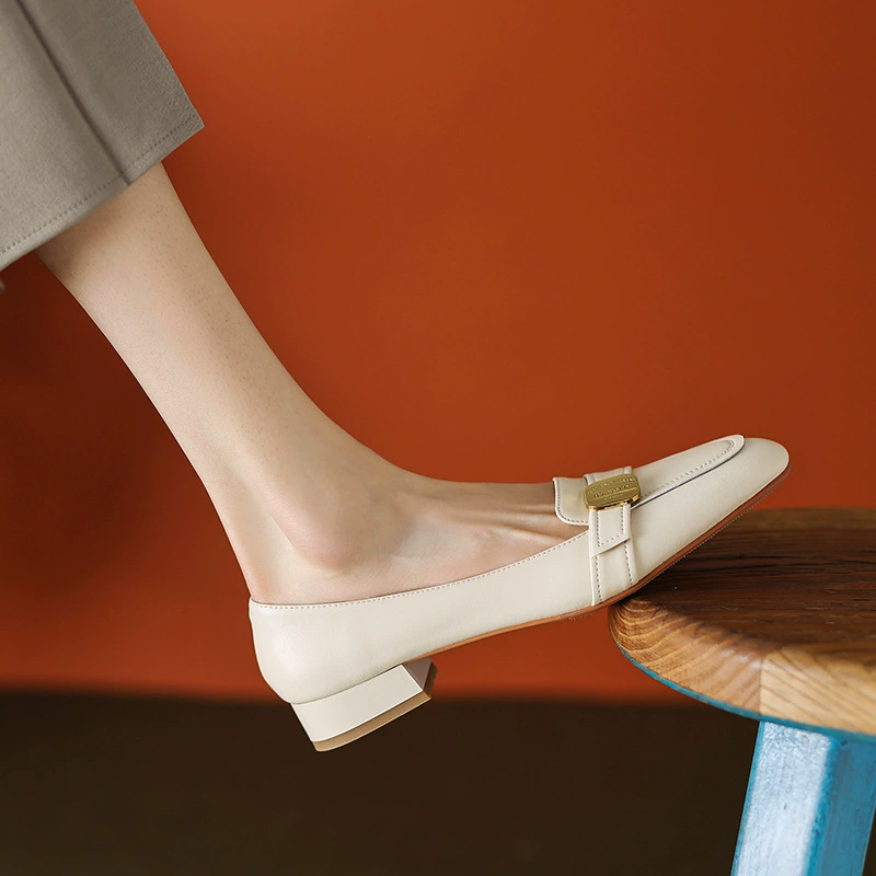 Metal loafers, footwear, shoes for leather shoes, genuine leather, French retro style