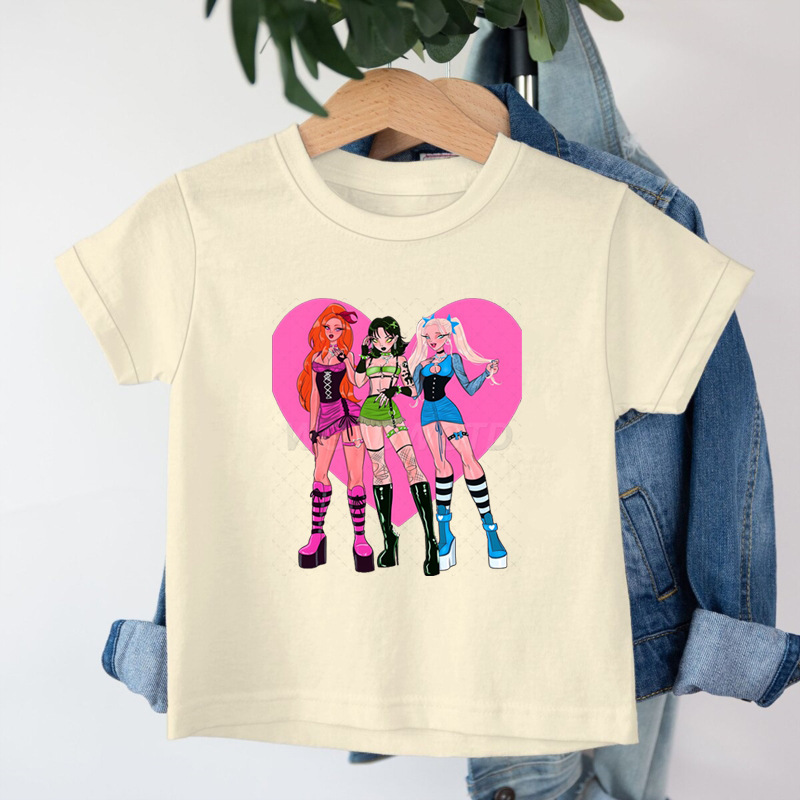 クロスボーダー KPop デーモンハンターデーモンハンターグループプリントコットン Tシャツ夏のファッション子供カジュアル半袖|undefined