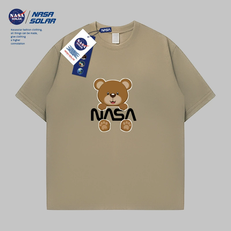 Хлопковая футболка NASA с принтом мультяшных медвежат, приятная к телу, для мужчин и женщин, оверсайз, плюс-сайз