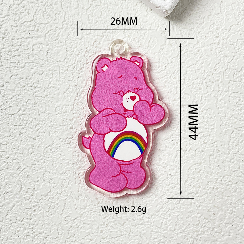 Nuevo acrílico transfronterizo cartoon decoración bolsos de automóviles llavero colgante DIY feliz oso accesorios colgante