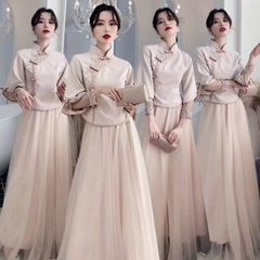 中国式レトロな花嫁のドレスの長いタイプの優雅な気質は普段はワンピースの親友姉妹団を着てチャイナドレスを改良することができる