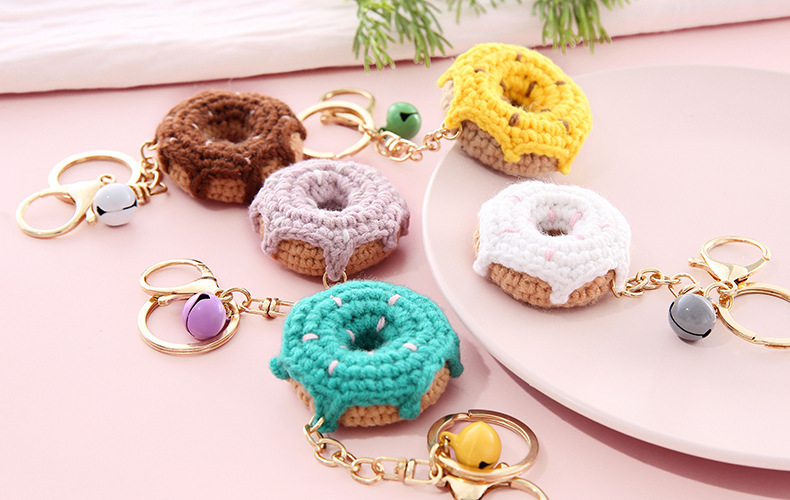 Cute Sweet Donuts Yarn Knitting Keychain display picture 3