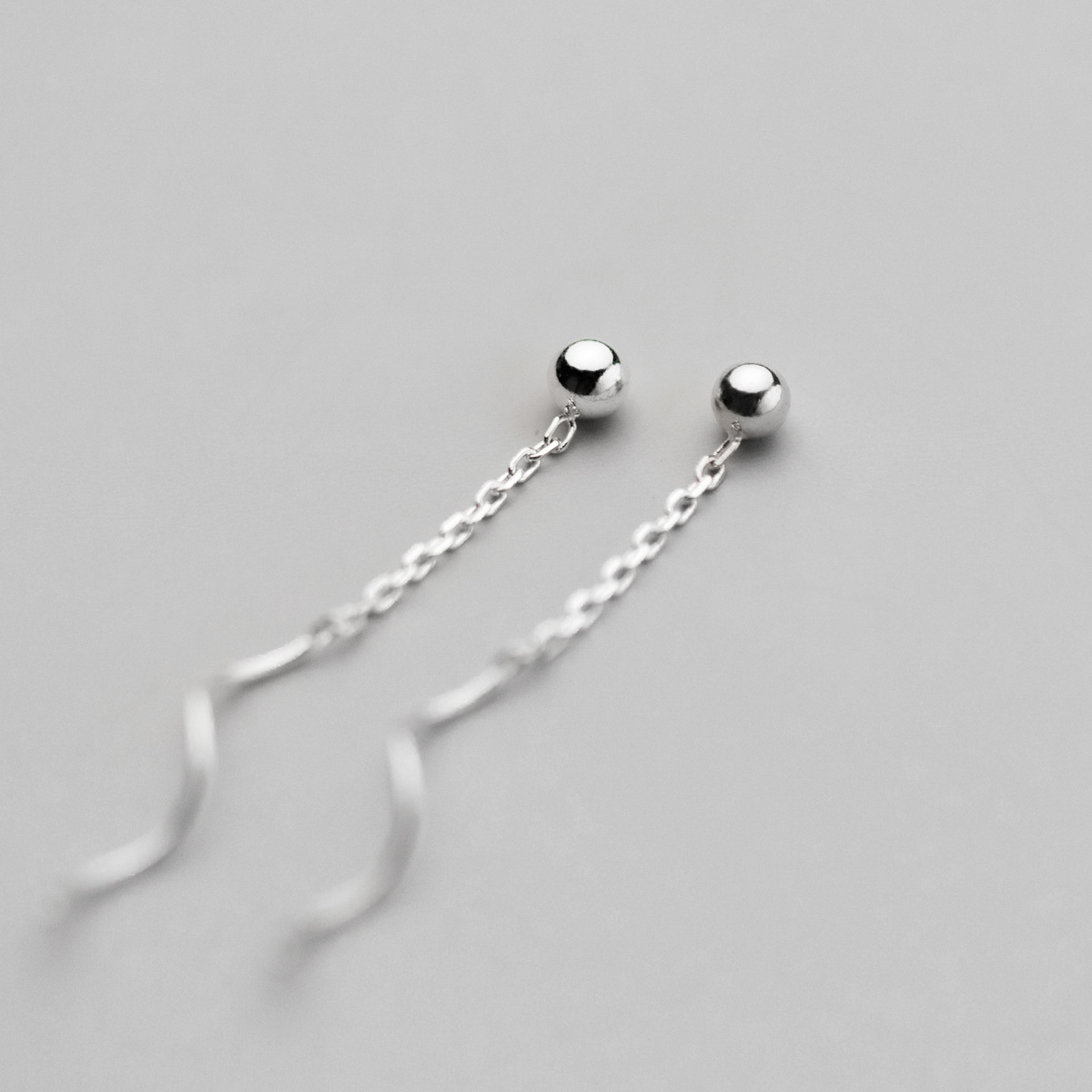 Eloch S925 plata ondulado cadena orejas coreana personalidad simple joyas de orejas M02106 image 1