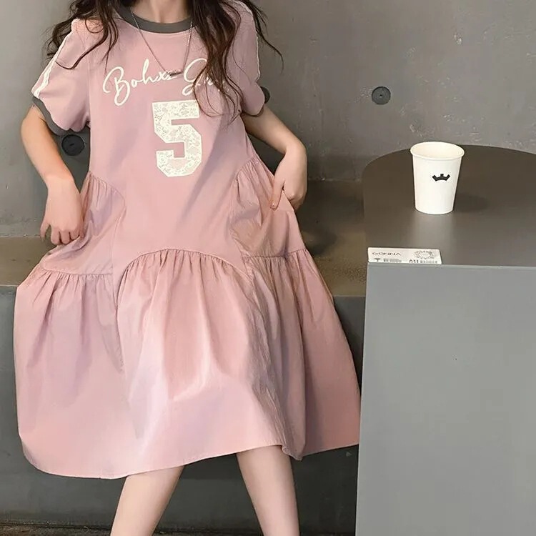 Girls' Summer Dress 2026 New Stylish Girl's Patchwork Print Dress for Older Children Korean Style Casual Princess Dress Girls' Summer Dress 2026 New Stylish Girl's Patchwork Print Dress for Older Children Korean Style Casual Princess Dress