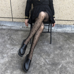 Loving Heart Embroidered Silk Stockings for Women - Ultra Thin Summer Sexy Anti-Pick Slipping Polka Dot Round Dot Butterfly Knot Pantyhose