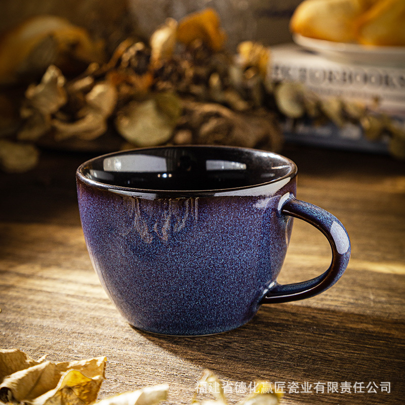 Transfronterizos Lixiang estilo europeo de color sólido simple horno de esmalte de alta calidad de alta cara de cerámica taza de café espresso plato