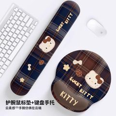 チェック柄のKT猫の手首保護マウスパッド、かわいい手首保護パッド、キーボードパッド、オフィスゲーム用コンピューターキーボードハンドレスト、汚れに強い