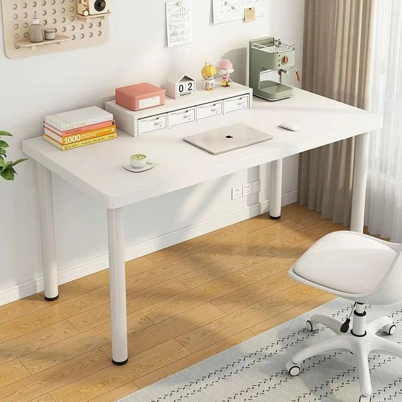 Computer Desk Home Study Desk Ins Style Writing Desk Rectangular Table Rental House Study Small White Table Anti-Collision Rounded Corners