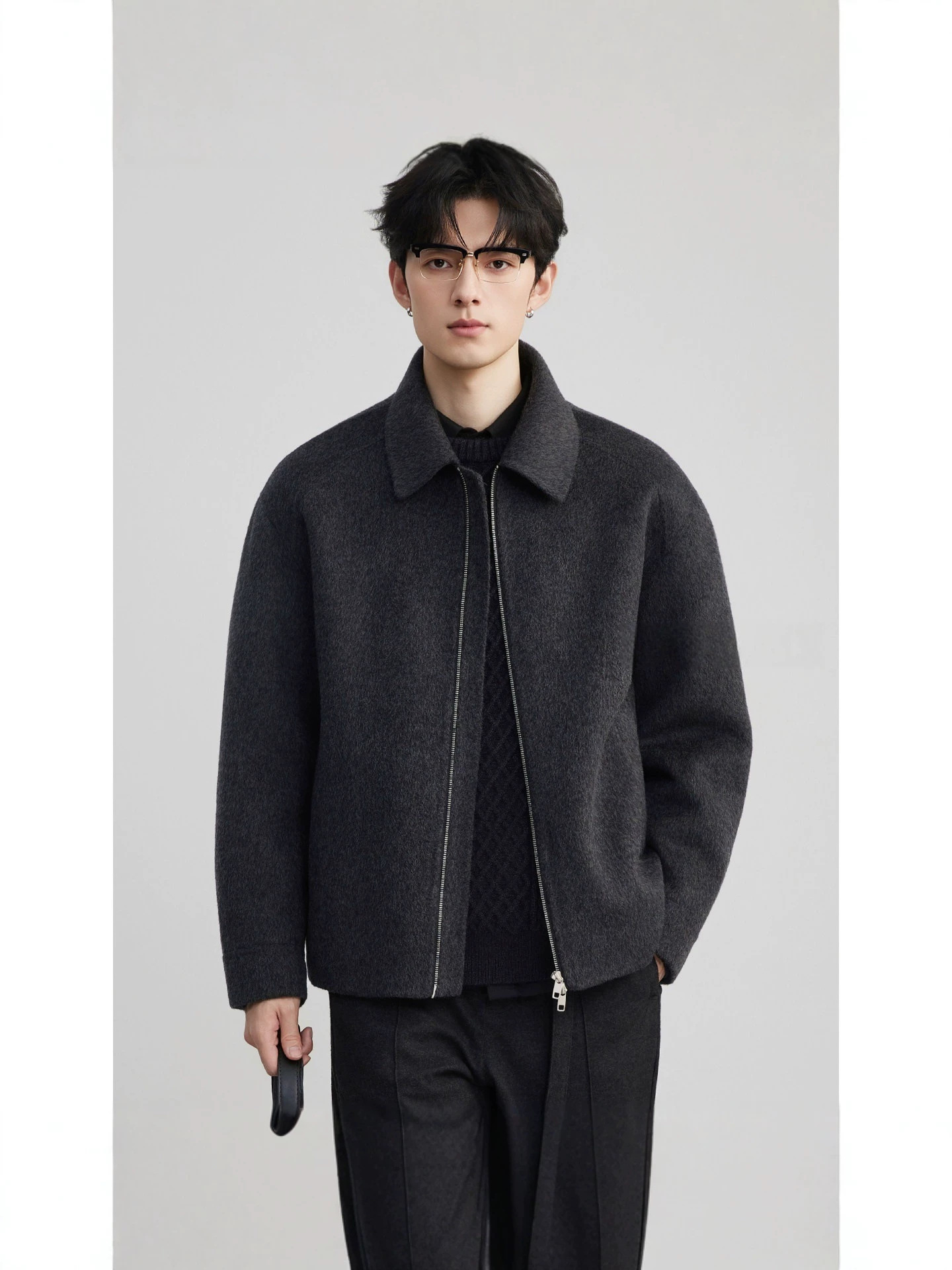 [100% wool] Double-faced wool short coat for men, 26 autumn/winter collection, suitable for commuting, warm, and with a classic, sophisticated style