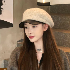 新款秋冬天毛呢贝雷帽子女百搭网红复古英伦显脸小蓓蕾帽时尚