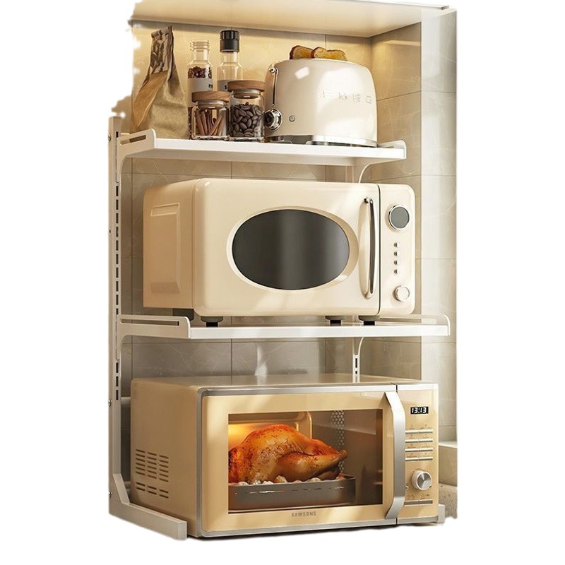 Countertop Multi-Layer Retractable Microwave Oven Thickened Storage Rack Kitchen Household Storage Oven Pot Rack Compartment Rack