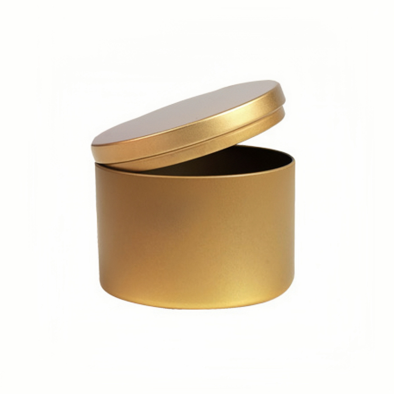 Caja redonda de hojalata negra sellada de doble cara con tapa de imitación de madera de alta gama para dulces, velas y aromaterapia, 4oz 8oz, al por mayor