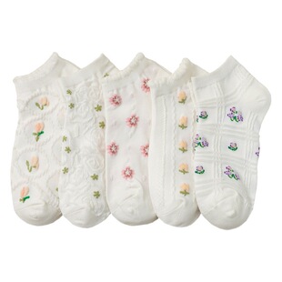 Lolita Socks Women's Pure Cotton Short Socks Summer Thin Japanese Style Cute Lace Boat Socks ins Trendy Korean Style Student Socks