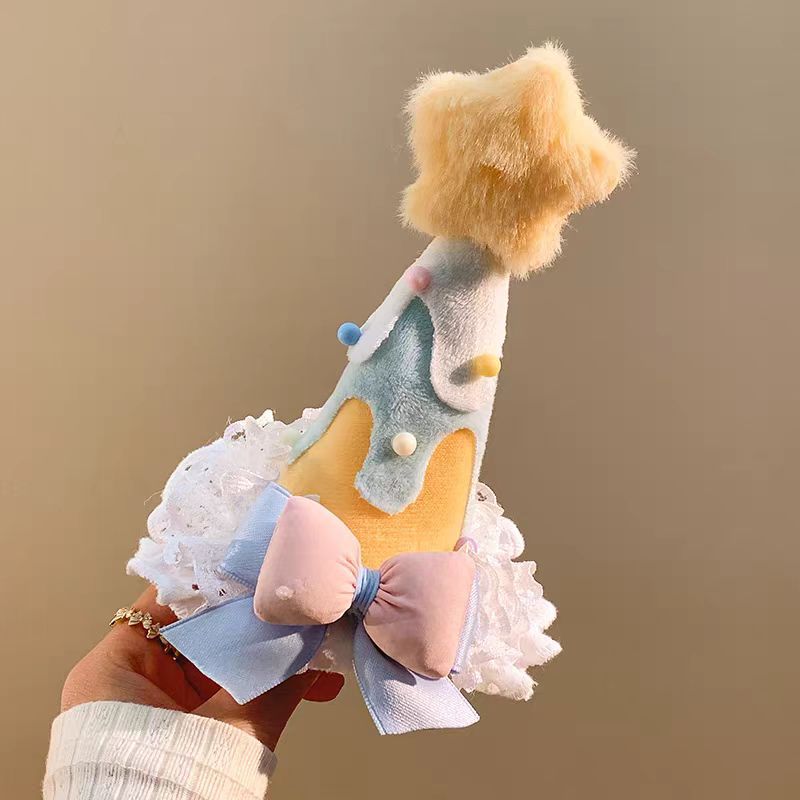 Yellow and blue cream five-pointed star-hairpin