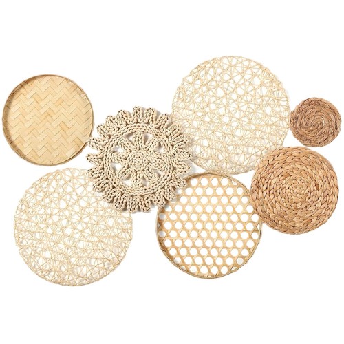 Woven Wall Decor Set, Hand-woven Cane Gourd Grass Corn Leaf Wall Hangings, Folk Bohemian