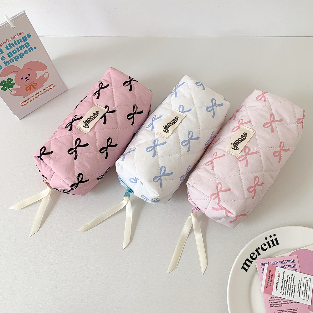 246g Weight Pencil Case Stationery Type 1 Piece Quantity Learning Occasion Polyester Material Bow Knot Pattern Cartoon Style, Simple Style Style Bow Knot Polyester Learning Cartoon Style Simple Style Pencil Case 1