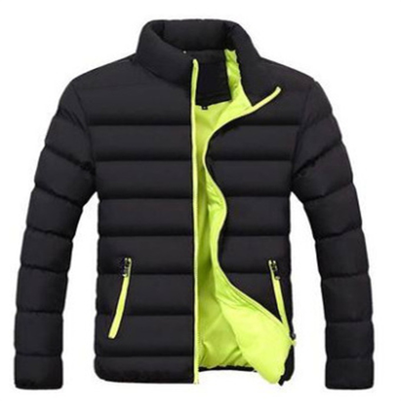 2023 Winter New Men's Cotton Padded Jacket Men's Thickened Solid Color Stand-Up Collar Zipper Cotton-Padded Jacket Coats_voghion.com