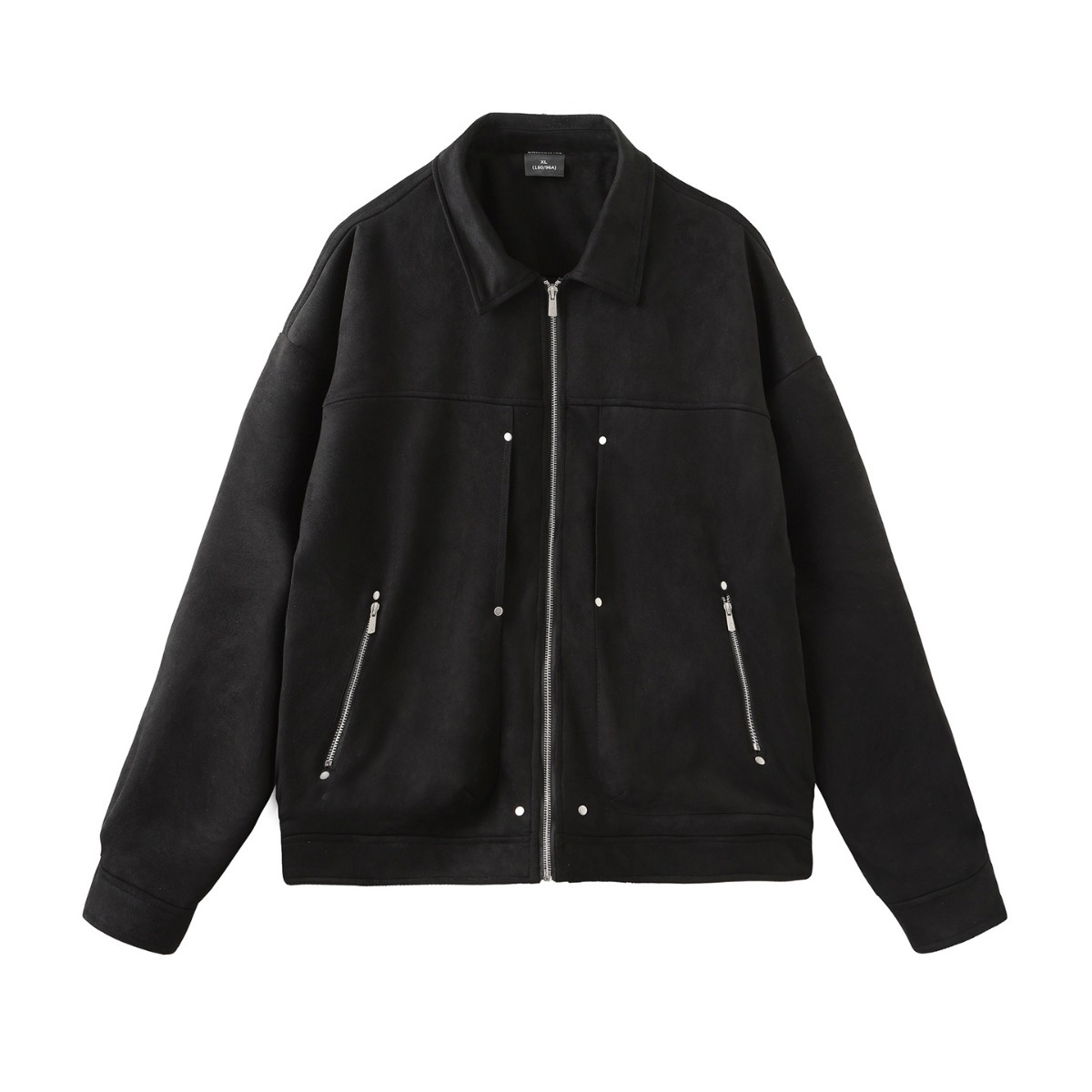 Cremallera básica abrigo hombres Otoño e Invierno Suede ropa herramientas americano 2023 nueva chaqueta de solapa superior moda