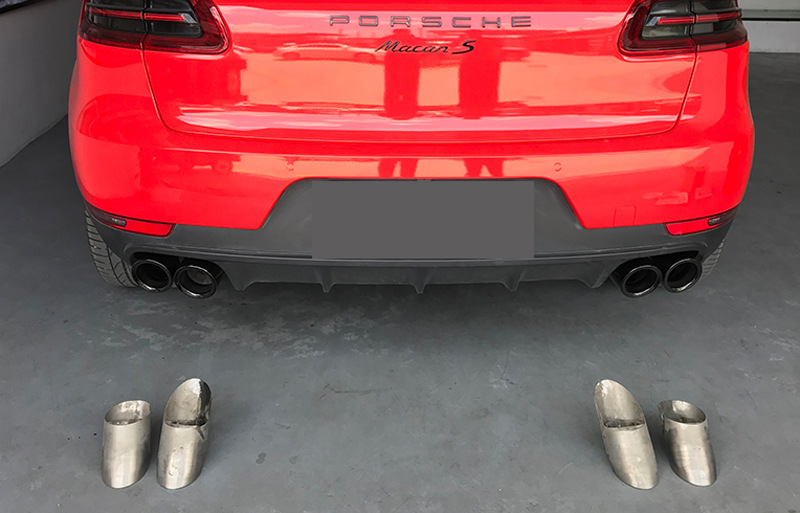 Suitable for Porsche macan sports three-layer four-out tail throat Maca GTS exhaust pipe modification round mouth square mouth