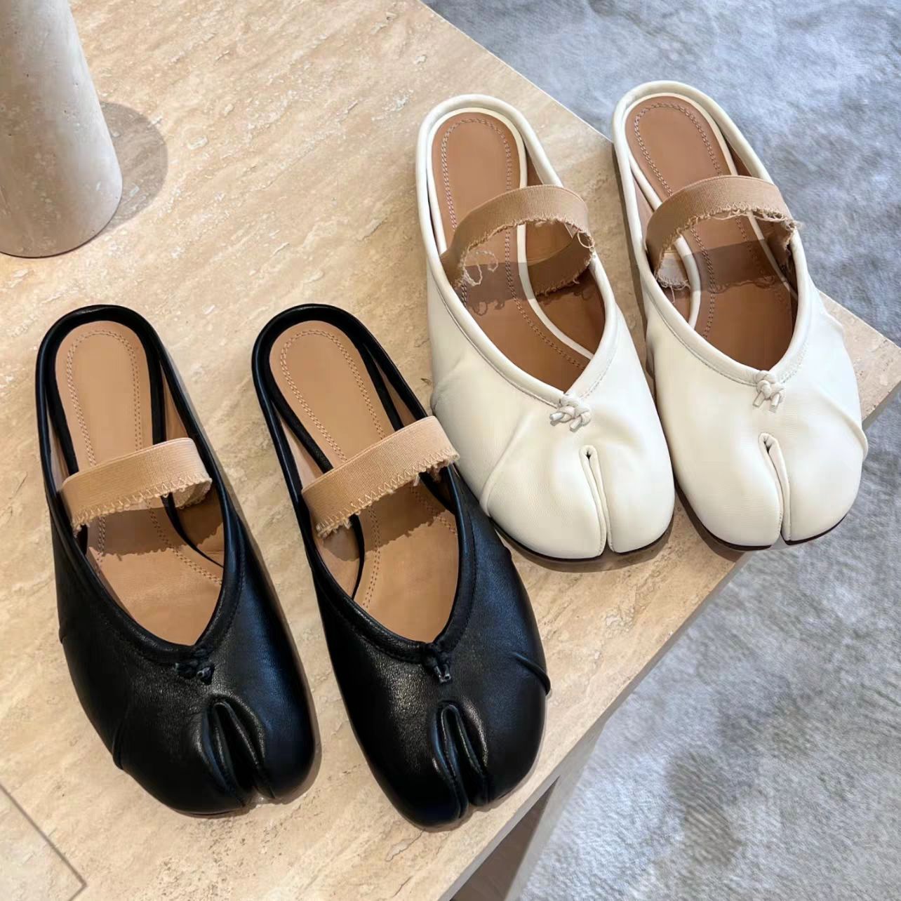 in stock Grape Mom Soft Bottom Flat Lefu Single Shoes with Skirt Pig's Trotter with Half-Tow Single Shoes for Women