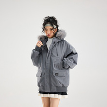 冬季派克服新款加厚保暖毛领棉服女美式工装风复古休闲棉衣外套女