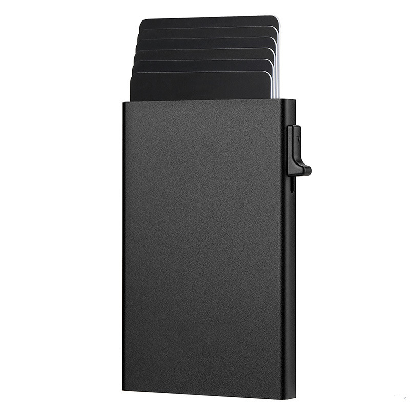 Trendy Brand Metal Wallet Ultra-Thin Automatic Pop-Up Card Holder for Men and Women Anti-Degaussing Anti-Theft Card Case B