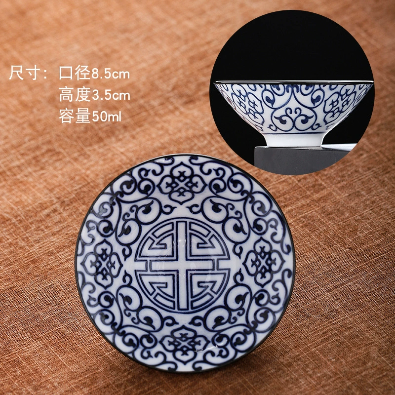 Retro blue and white ceramic tea set, tea cup, Birthday gift
