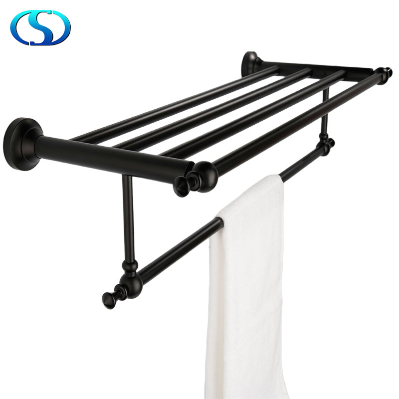 Bathroom Storage Wall Bathroom Storage Rack Wall-Mounted Black Space Aluminum Towel Rack Punch-Free Bath Towel Rack