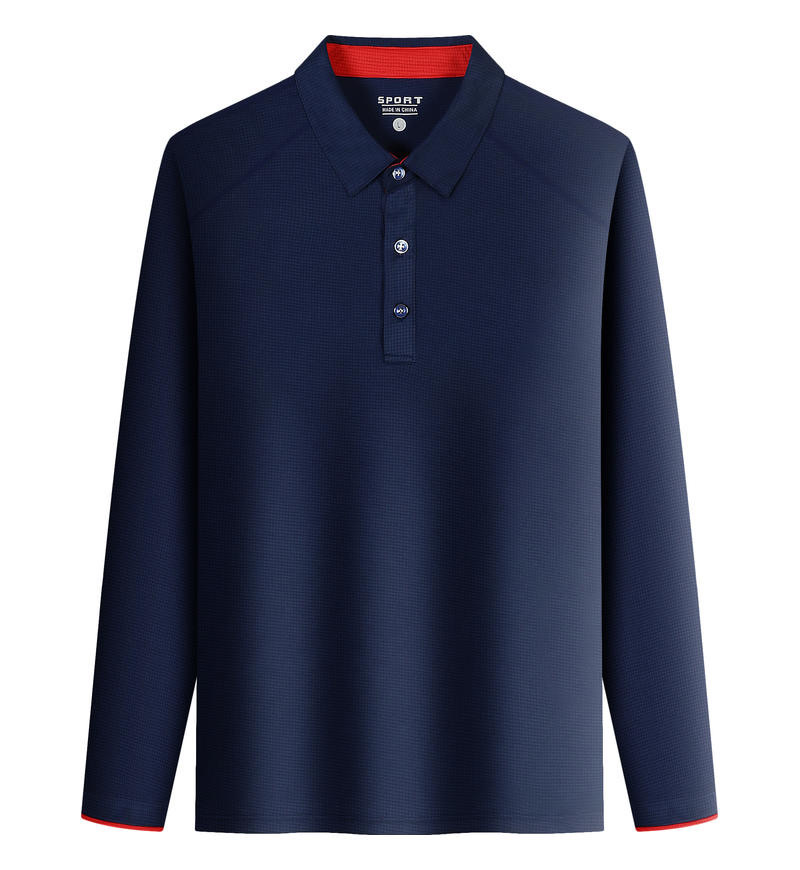 Navy blue lapel long sleeves