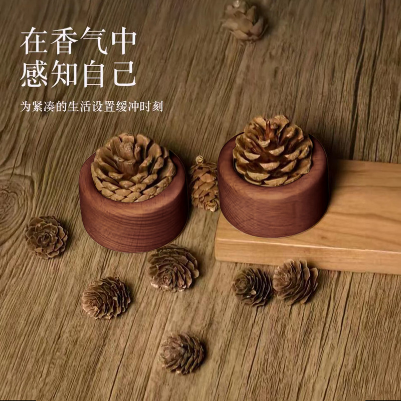 松ぼっくりディフューザー木製家庭用ブナ材ディフューザークリエイティブ無火アロマセラピーデスクトップ装飾装飾品車のエッセンシャルオイルディフューザー|undefined