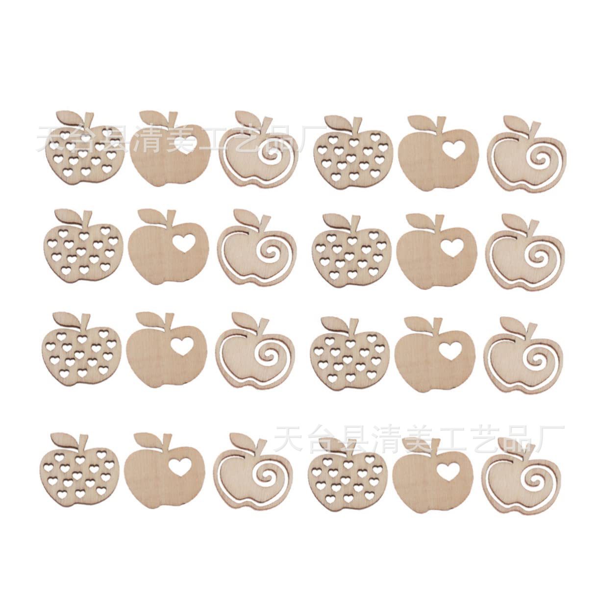 Manzana de madera Piezas de madera Accesorios de madera en forma de manzana de madera para fiesta Piezas de madera Decoración de Navidad Mini papas fritas Piezas de madera huecas