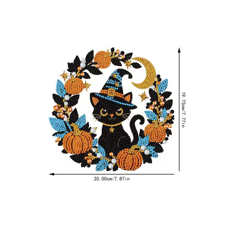 Black Cat Pumpkin Wreath
