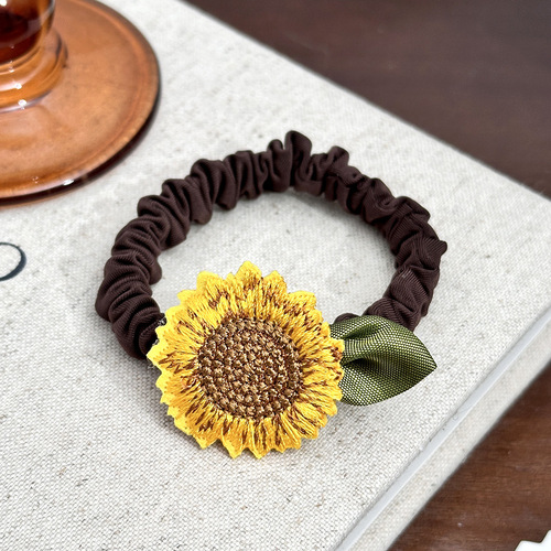 Win the championship~Sunflower Headband High-end Style Intestine Hair Tie 2025 Super Fairy Rubber Band for Women's Braided Hair