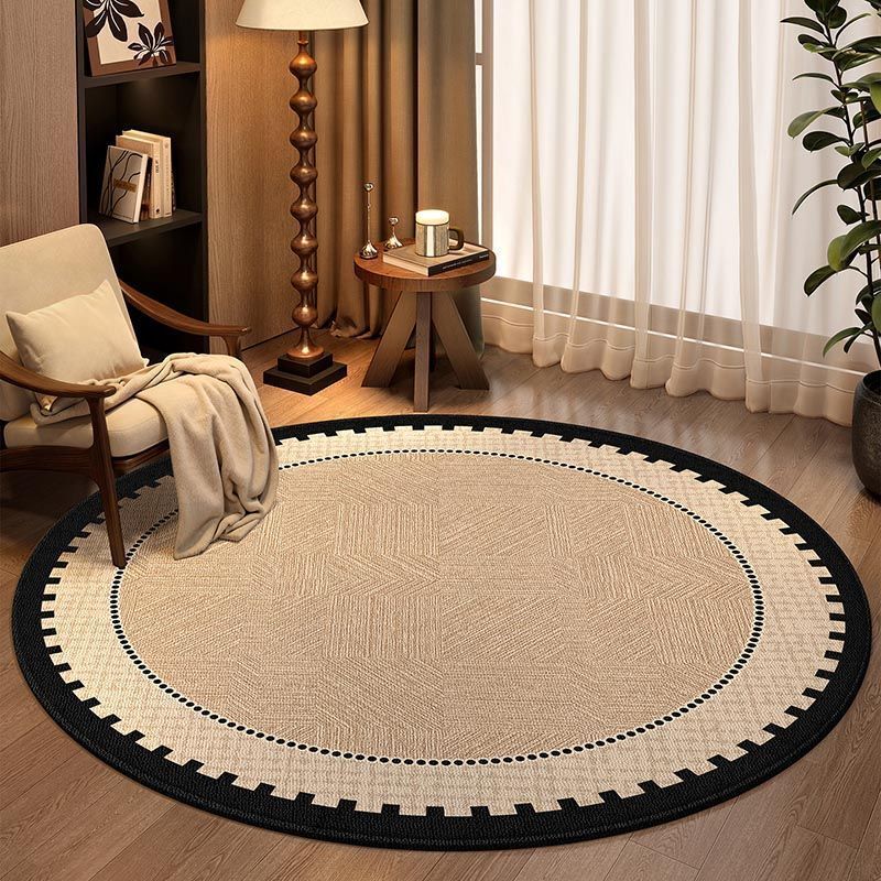 Loop pile carpet, French-style round rug, suitable for study rooms, dressing tables, living rooms, hanging chairs, rocking chairs, and bedrooms; easy to care for and decorate; bedside rug