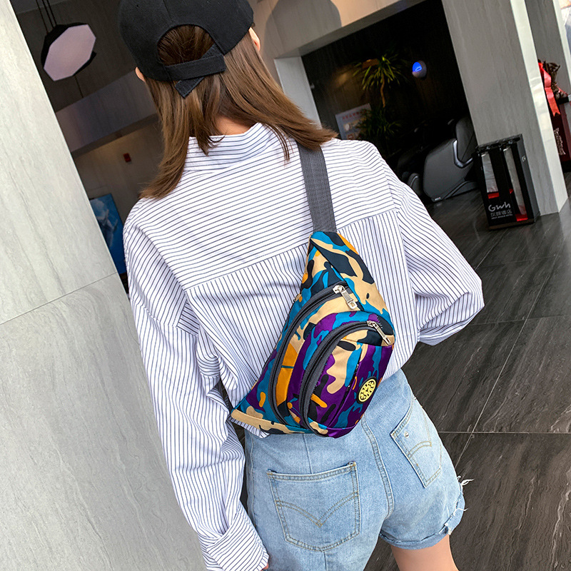 Fashionable camouflage waist bag large capacity outdoor travel mobile phone crossbody bag for men and women coin sports and leisure bag