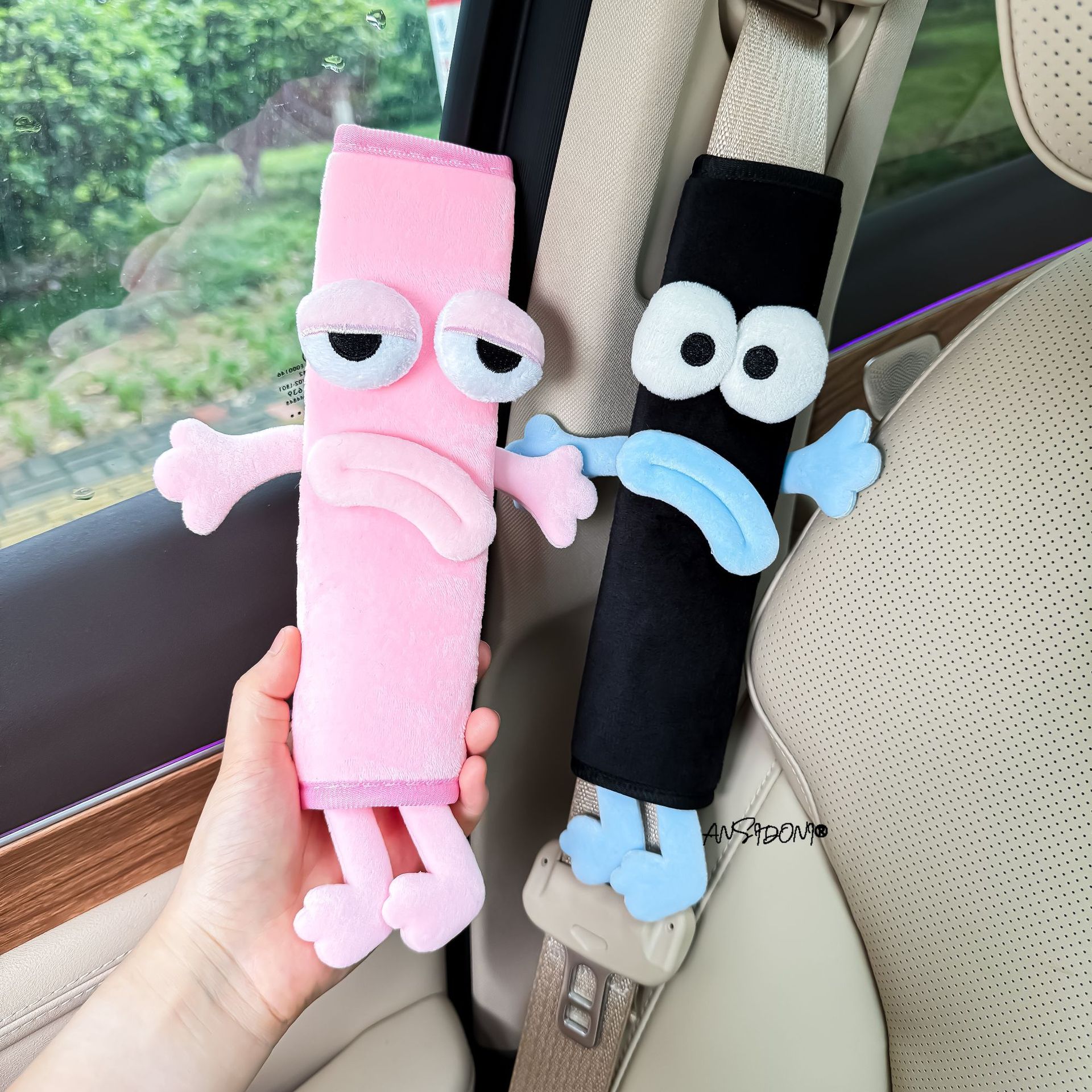 Meo Xiaochairen Car Seat Belt Shoulder Protector Car Seat Belt Decoration Gift for New Car Suitable for All Seasons for Women