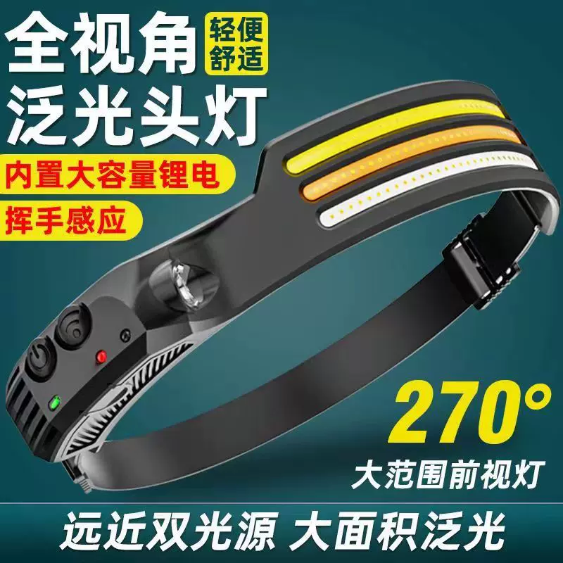头戴式强光充电超亮钓鱼头灯 照明专用超长续航硅胶感应夜钓头灯