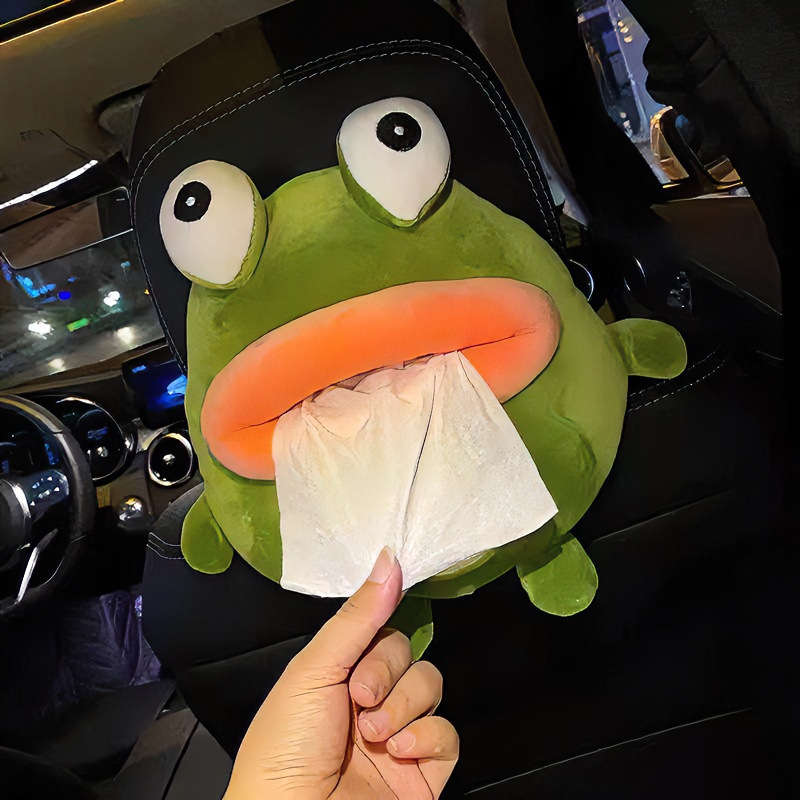 Creative Cartoon Hanging Car Tissue Box, Cute Internet-Famous Car Tissue Holder for Men and Women