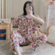 Pajamas Women's Summer Sweet Cute Cartoon Short-sleeved Trousers Cardigan suit Summer Women's Loose Home Clothes Summer