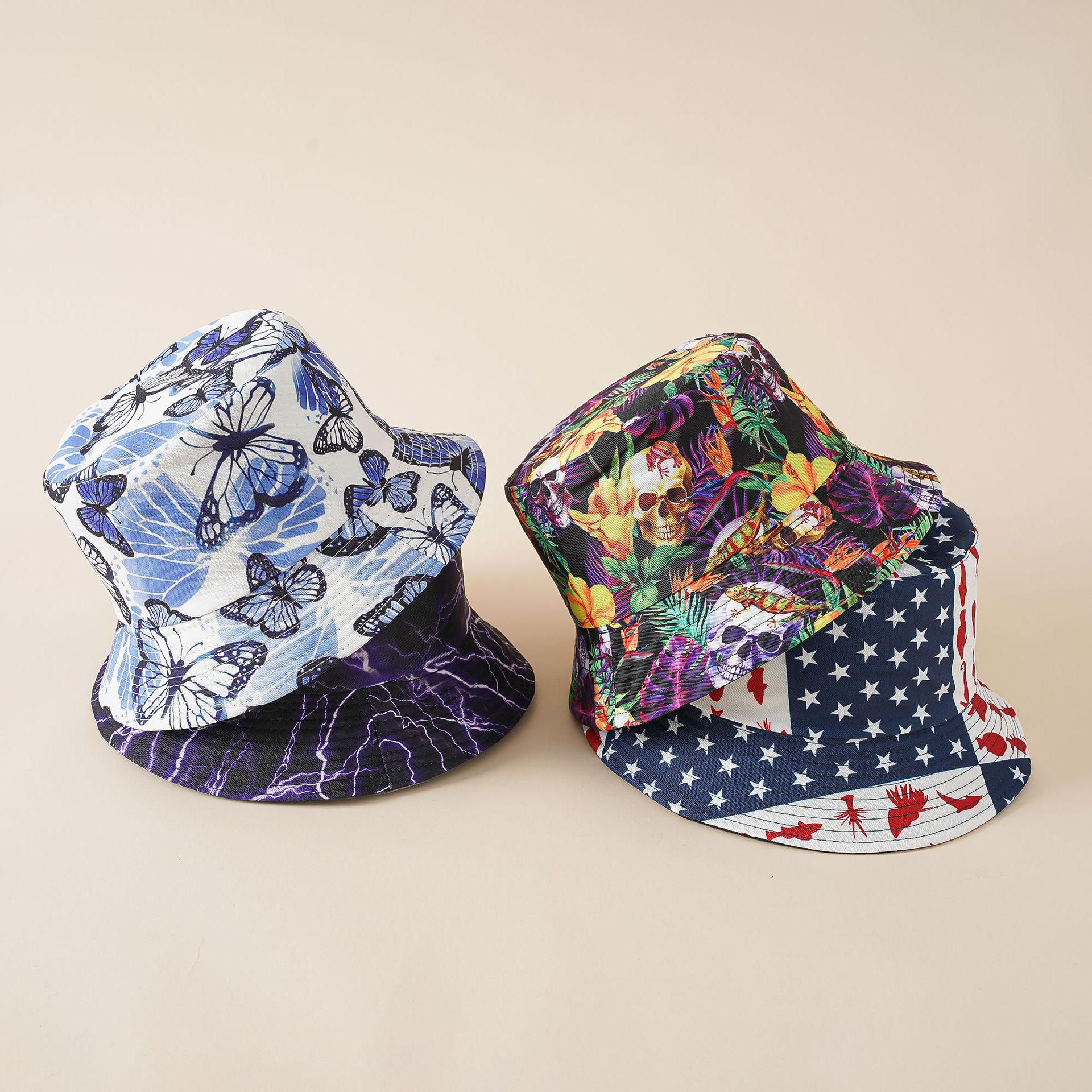 Sombrero de pescador europeo y americano sombrero de moda de doble cara de moda creativa cuenca sombrero cubierta de la cara sombrero transpirable sombrero para el sol