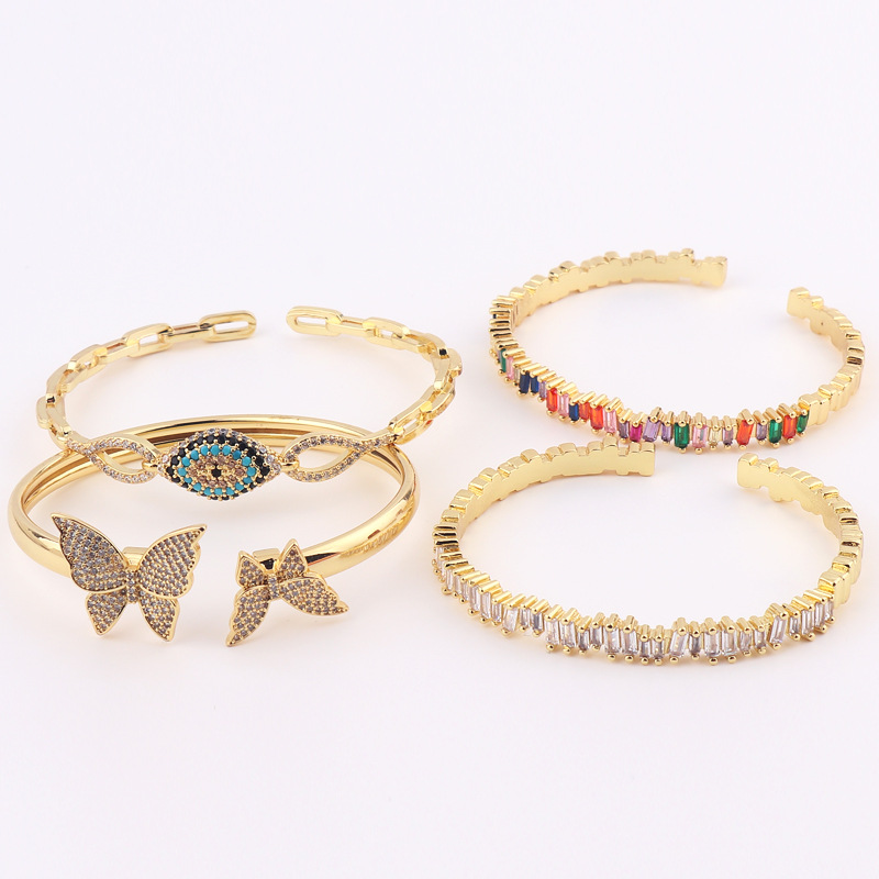 Fashion Devilu0027S Eye Butterfly Copper Bangle Inlay Zircon Copper Bracelets