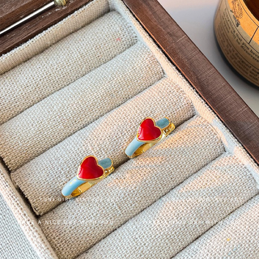 Sweet Heart Shape Copper Plating Earrings 1 Pair