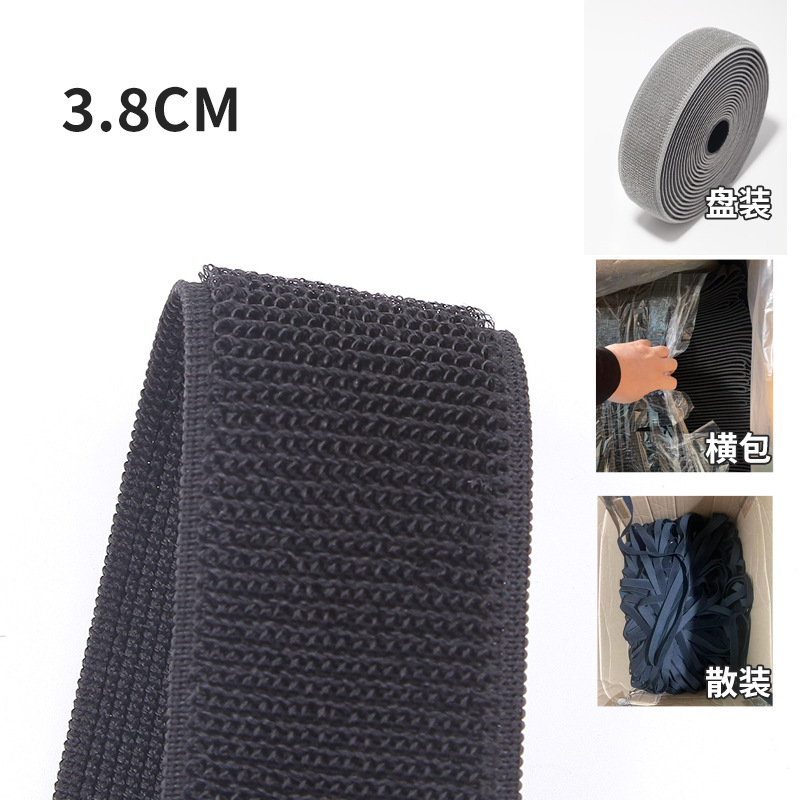 Elastic hook and loop black*3.8cm, shot at 20 times