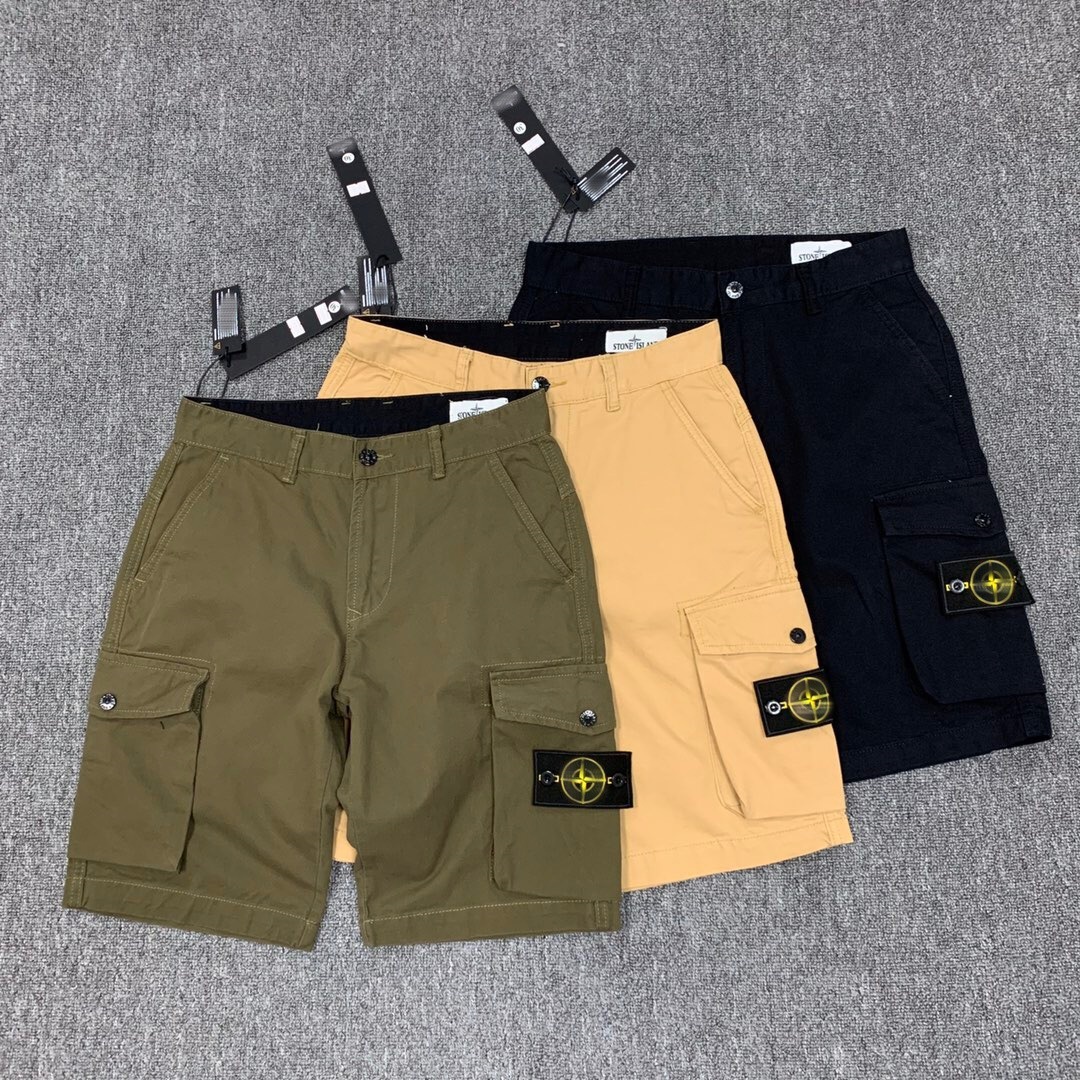 Cross-Border Stone Stone Home Summer Straight-Leg Shorts with Multiple Pockets, Pure Cotton Workwear Five-Point Sports Pants for Men, Dropshipping